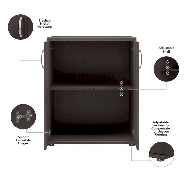 Floor Storage Cabinet with Doors and Adjustable Shelves - 28W x 25D x 34H