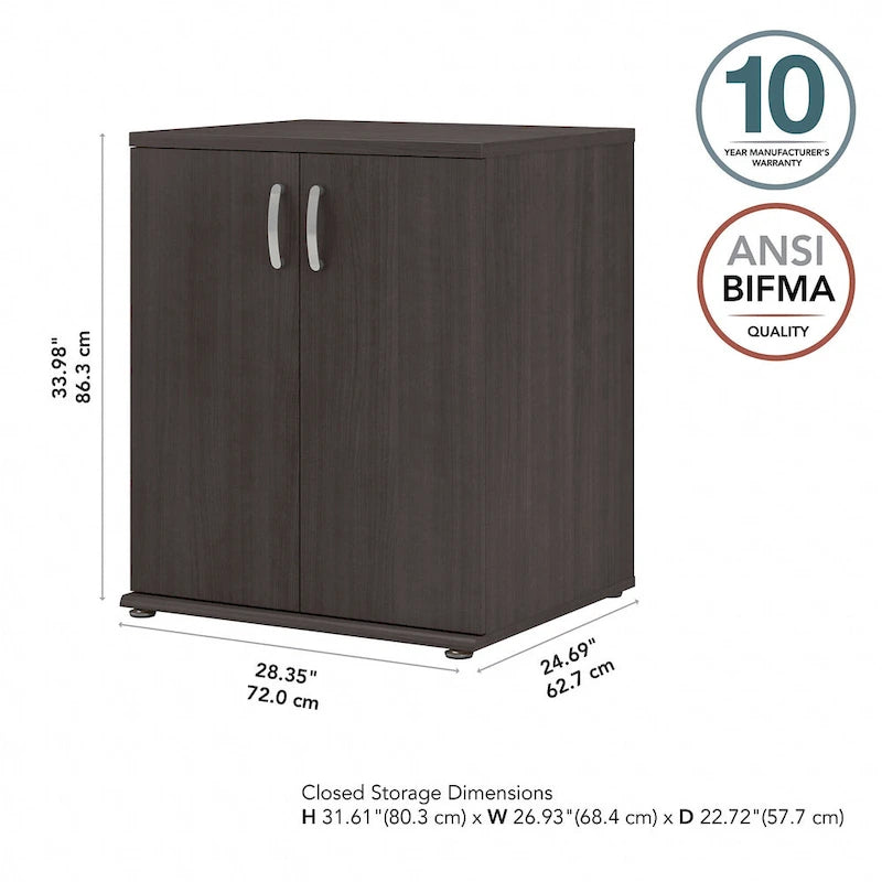Floor Storage Cabinet with Doors and Adjustable Shelves - 28W x 25D x 34H
