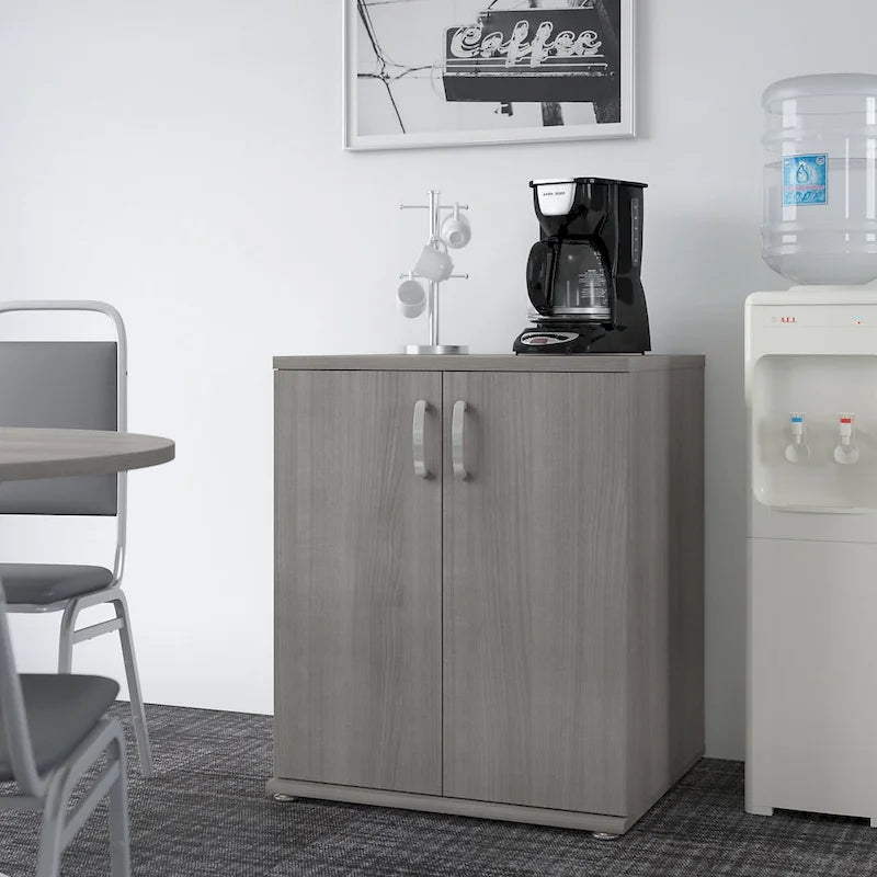 Floor Storage Cabinet with Doors and Adjustable Shelves - 28W x 25D x 34H