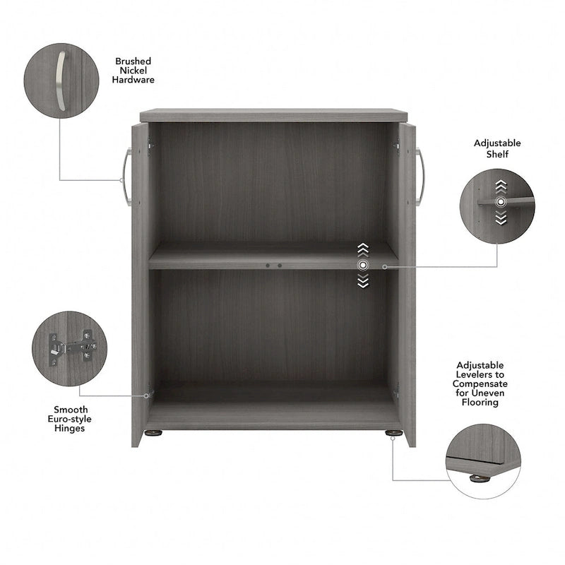 Floor Storage Cabinet with Doors and Adjustable Shelves - 28W x 25D x 34H