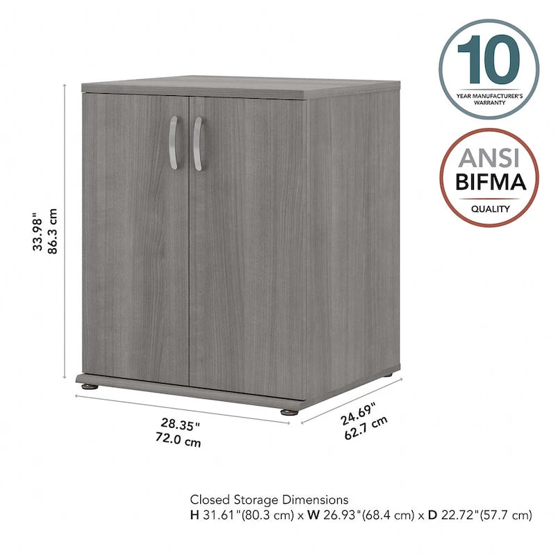 Floor Storage Cabinet with Doors and Adjustable Shelves - 28W x 25D x 34H