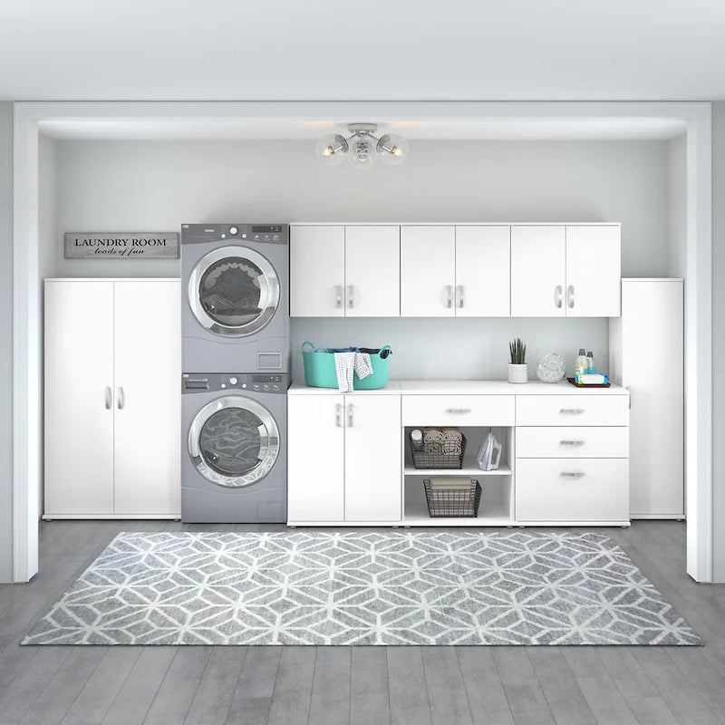 Floor Storage Cabinet with Doors and Adjustable Shelves - 28W x 25D x 34H