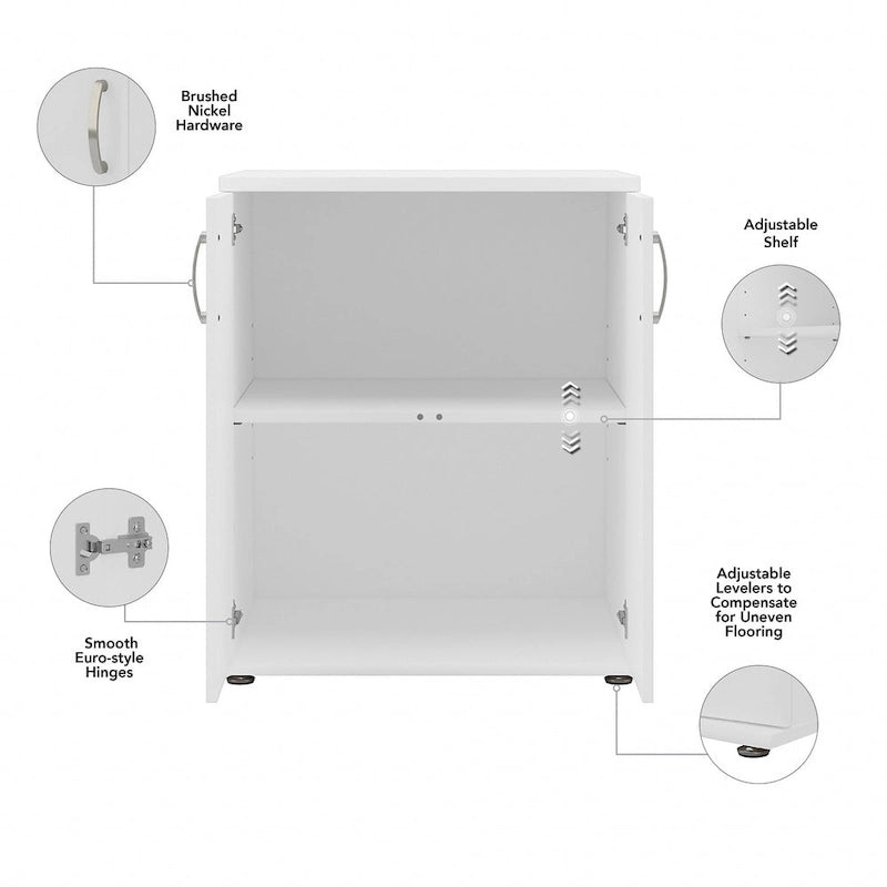 Floor Storage Cabinet with Doors and Adjustable Shelves - 28W x 25D x 34H