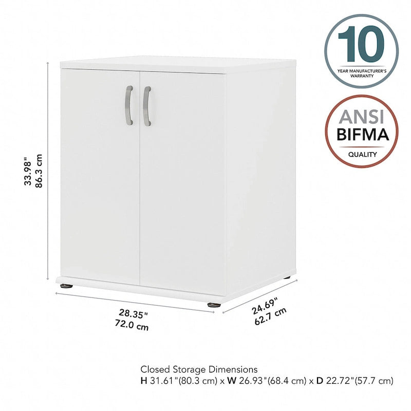 Floor Storage Cabinet with Doors and Adjustable Shelves - 28W x 25D x 34H