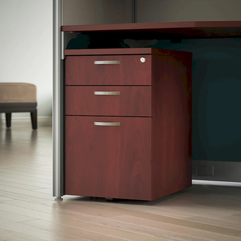 Mobiler Aktenschrank mit 3 Schubladen und Schloss - Rollbarer Stauraum unter dem Schreibtisch