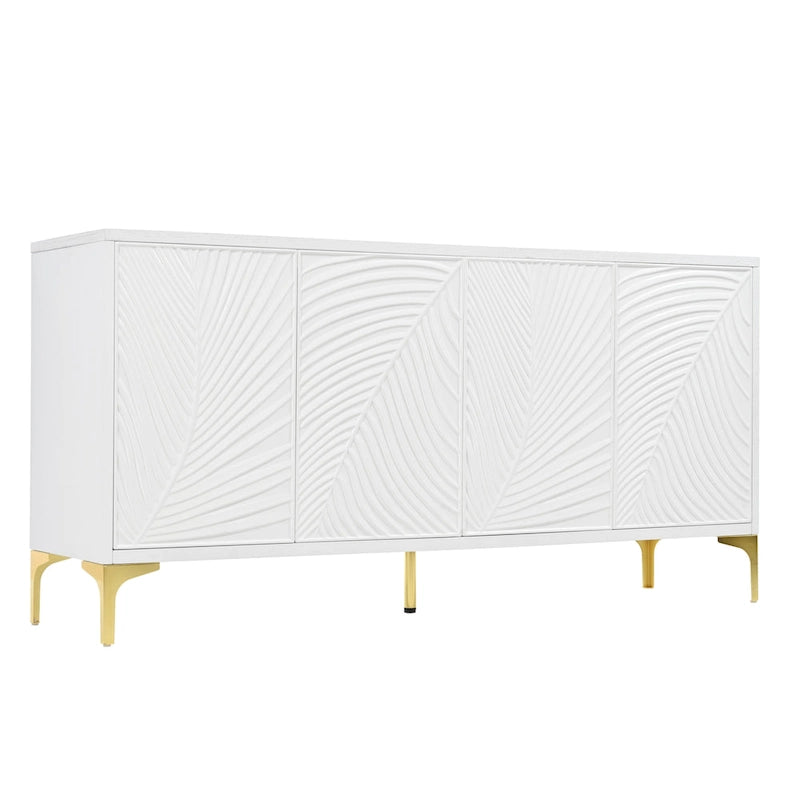 Multifunktionaler Aufbewahrungsschrank, Sideboard mit vier Türen und einzigartiger Struktur, verstellbare Regalböden