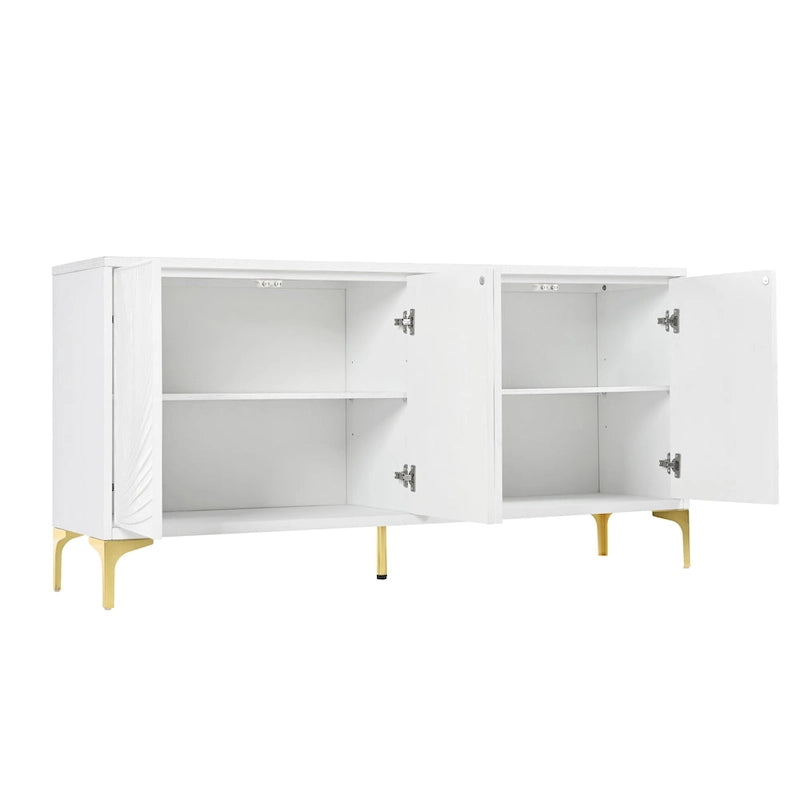 Multifunktionaler Aufbewahrungsschrank, Sideboard mit vier Türen und einzigartiger Struktur, verstellbare Regalböden