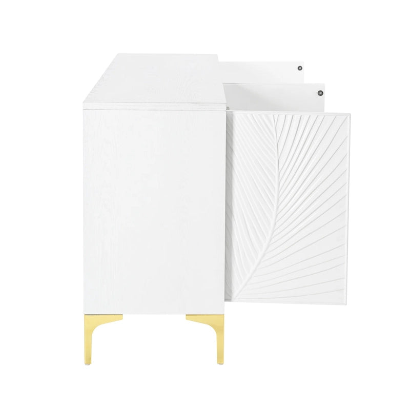 Multifunktionaler Aufbewahrungsschrank, Sideboard mit vier Türen und einzigartiger Struktur, verstellbare Regalböden