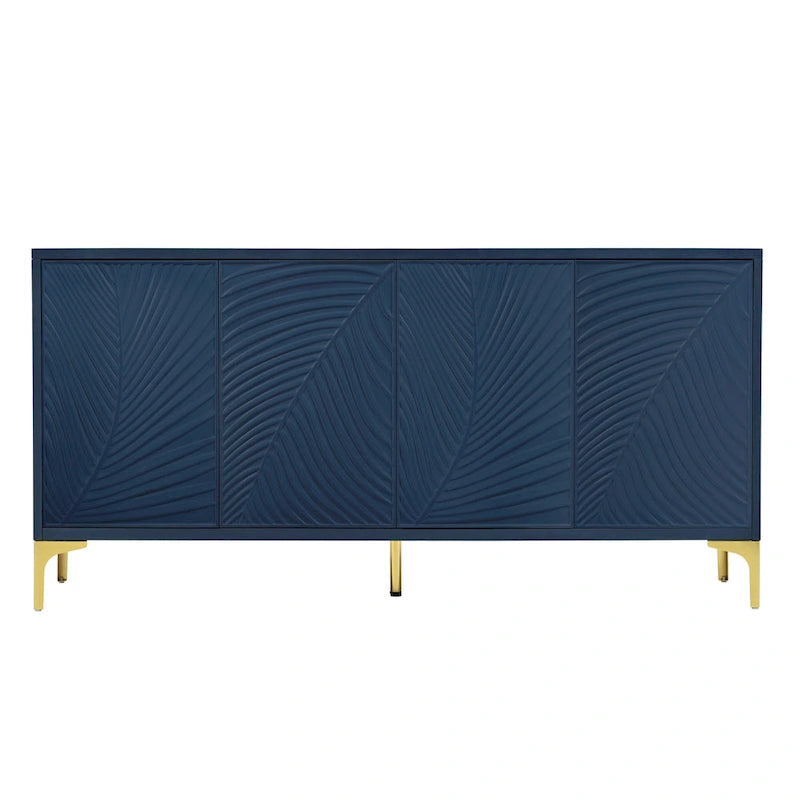 Multifunktionaler Aufbewahrungsschrank, Sideboard mit vier Türen und einzigartiger Struktur, verstellbare Regalböden