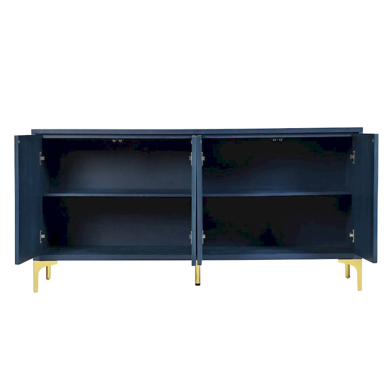 Multifunktionaler Aufbewahrungsschrank, Sideboard mit vier Türen und einzigartiger Struktur, verstellbare Regalböden