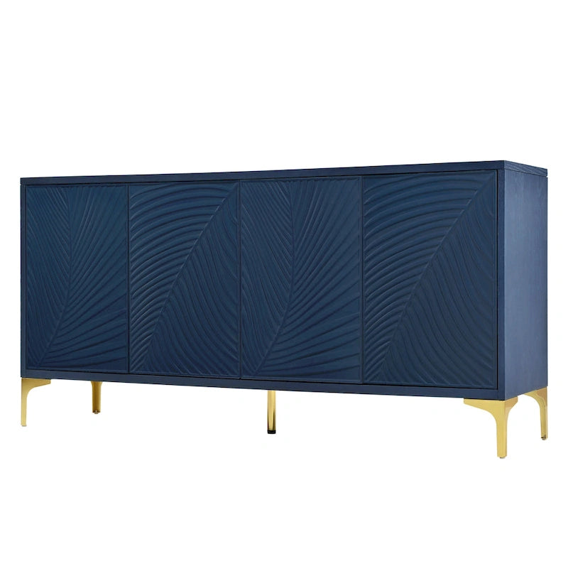 Multifunktionaler Aufbewahrungsschrank, Sideboard mit vier Türen und einzigartiger Struktur, verstellbare Regalböden