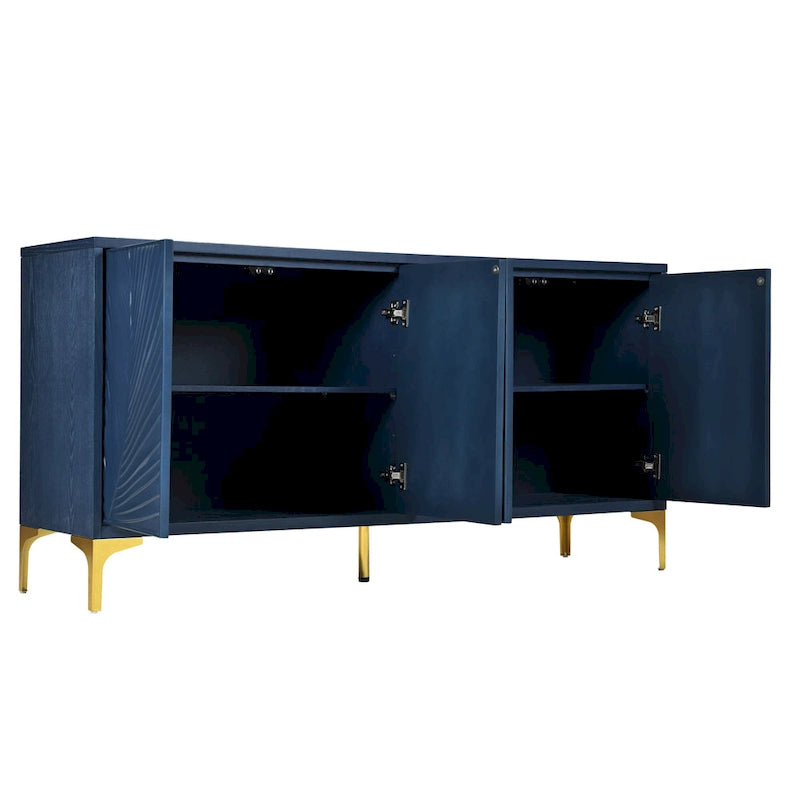 Multifunktionaler Aufbewahrungsschrank, Sideboard mit vier Türen und einzigartiger Struktur, verstellbare Regalböden