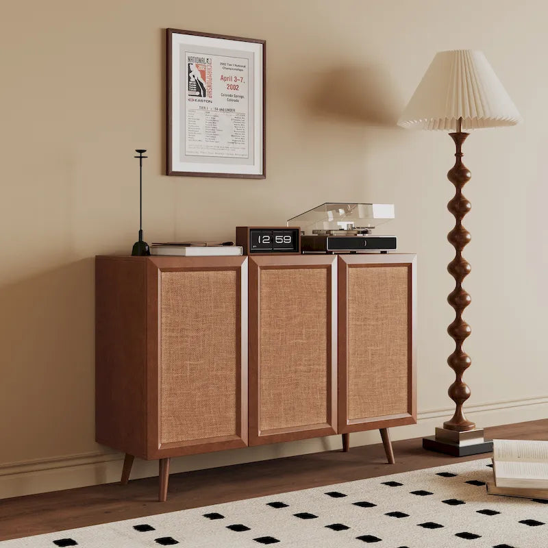 Medienkonsole für den Eingangsbereich mit Stauraum, TV-Ständer im Landhausstil, Akzent-Buffet-Sideboard mit Türen und Regalböden