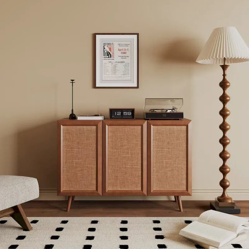 Medienkonsole für den Eingangsbereich mit Stauraum, TV-Ständer im Landhausstil, Akzent-Buffet-Sideboard mit Türen und Regalböden