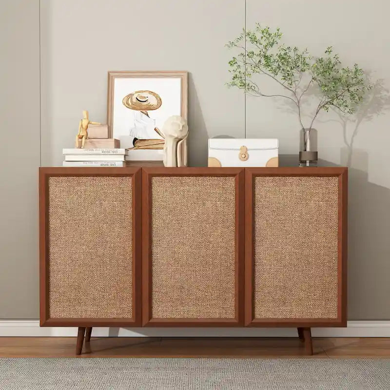 Medienkonsole für den Eingangsbereich mit Stauraum, TV-Ständer im Landhausstil, Akzent-Buffet-Sideboard mit Türen und Regalböden