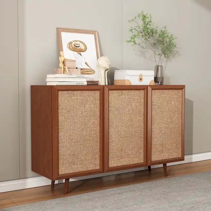 Medienkonsole für den Eingangsbereich mit Stauraum, TV-Ständer im Landhausstil, Akzent-Buffet-Sideboard mit Türen und Regalböden