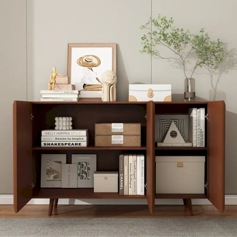 Medienkonsole für den Eingangsbereich mit Stauraum, TV-Ständer im Landhausstil, Akzent-Buffet-Sideboard mit Türen und Regalböden