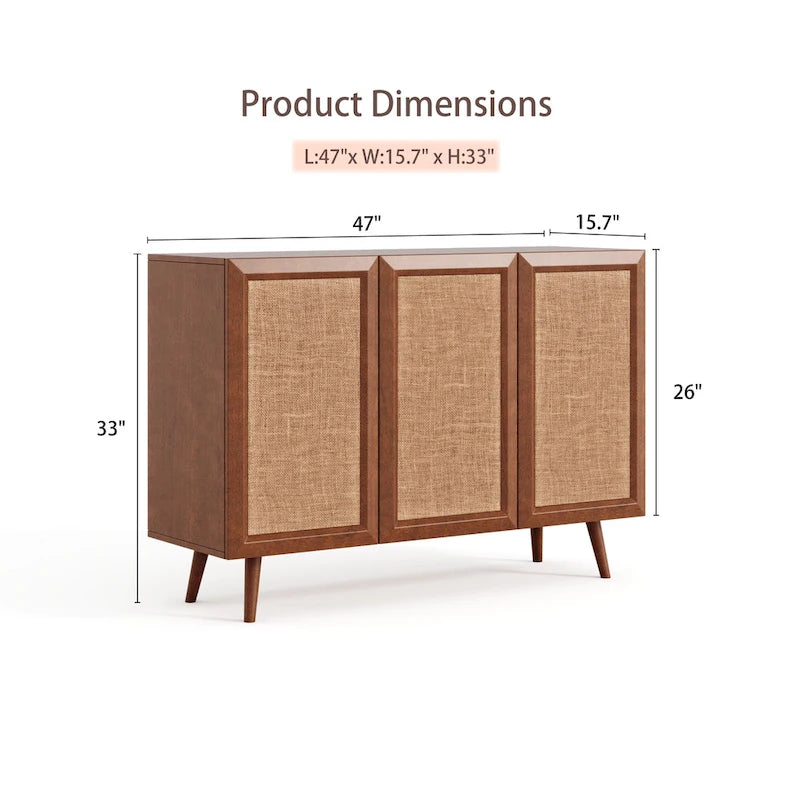 Medienkonsole für den Eingangsbereich mit Stauraum, TV-Ständer im Landhausstil, Akzent-Buffet-Sideboard mit Türen und Regalböden
