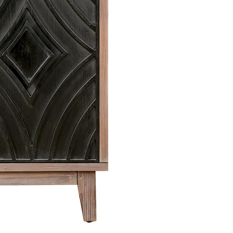 Sideboard-Buffetschrank im Mid-Century-Stil mit Massivholzbeinen, 60 Küchen-Aufbewahrungsschrank mit 4 Türen und 2 Regalböden