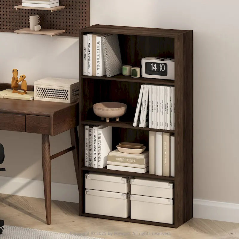 Offenes Bücherregal mit 4 Ebenen - modernes, kompaktes Design für kleine Räume