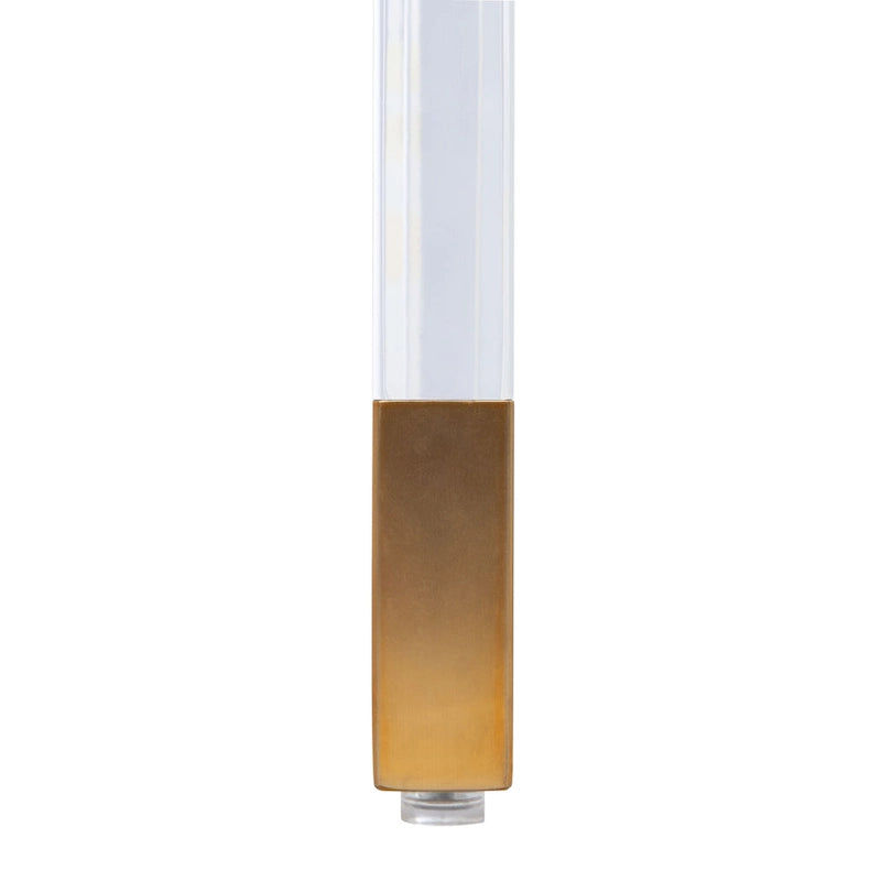 Graue Acryl-Sitzbank mit Details in Messingoptik und gepolsterter Sitzfläche - 50W x 18D x 26H