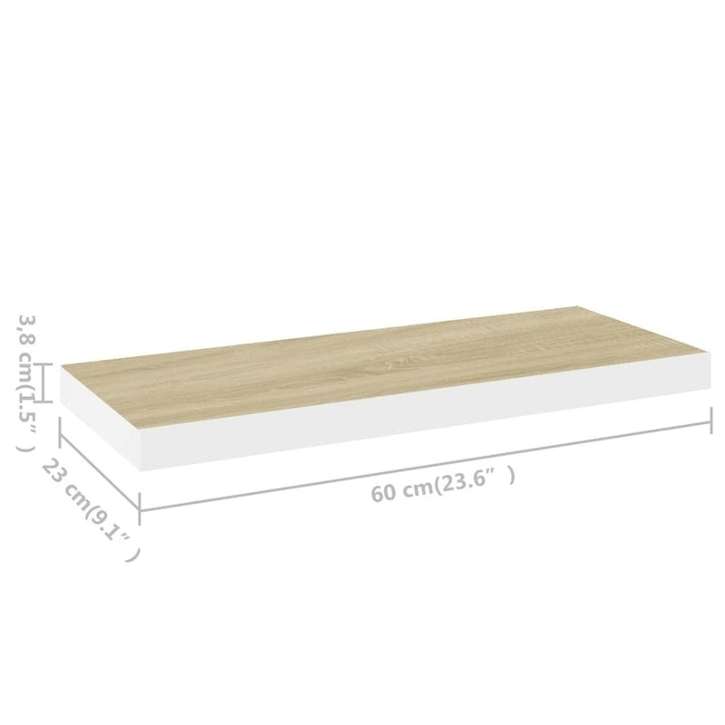 Étagères murales flottantes, 2 pièces, 23.6x9.3x1.5 en MDF - 23.6 x 9.3 x 1.5 (L x W x H)