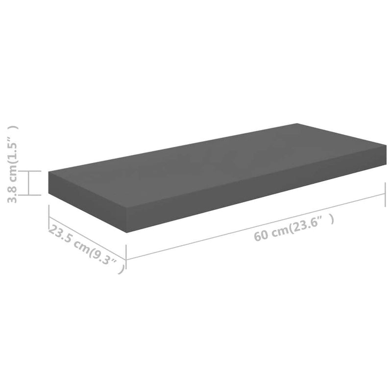 Étagères murales flottantes, 2 pièces, 23.6x9.3x1.5 en MDF - 23.6 x 9.3 x 1.5 (L x W x H)