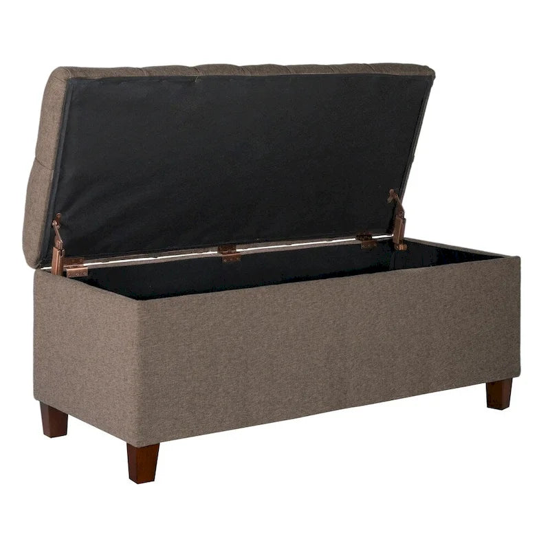 Braune, getuftete Aufbewahrungsbank mit Klappdeckel und Beinen in dunkler Walnussoptik - 40W x 18D x 18H
