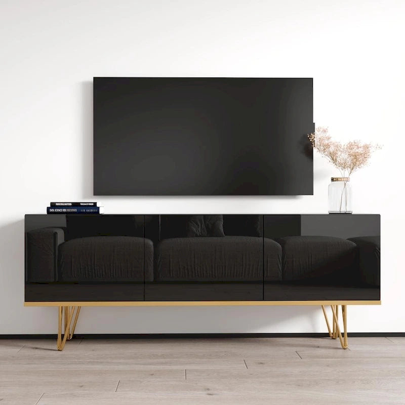 Modernes Sideboard mit Hochglanzfront und mattem Korpus - 63W x 13.7D x 24.4H, europäisches Design