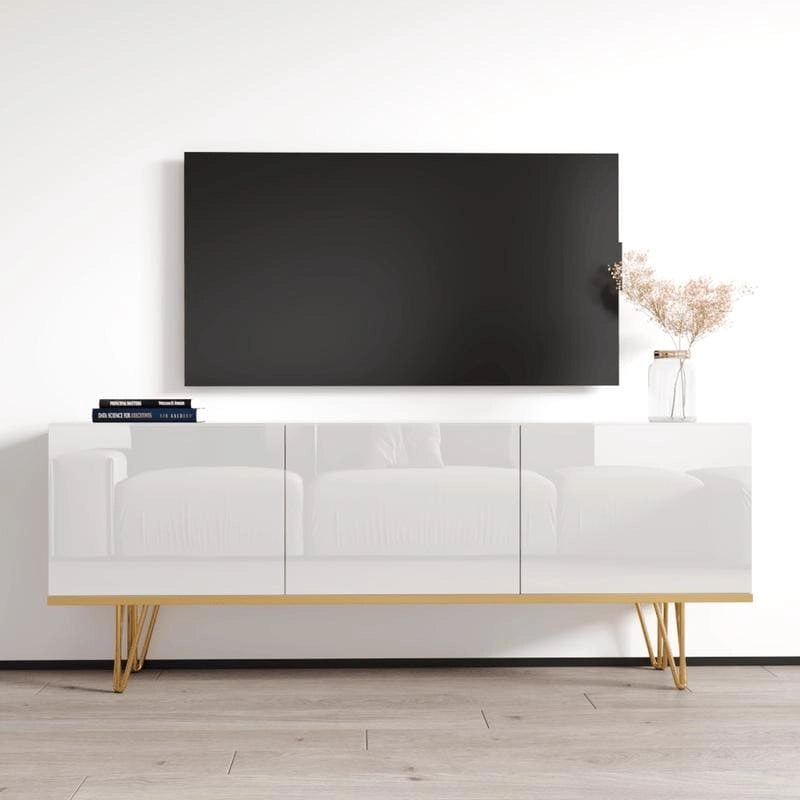 Modernes Sideboard mit Hochglanzfront und mattem Korpus - 63W x 13.7D x 24.4H, europäisches Design