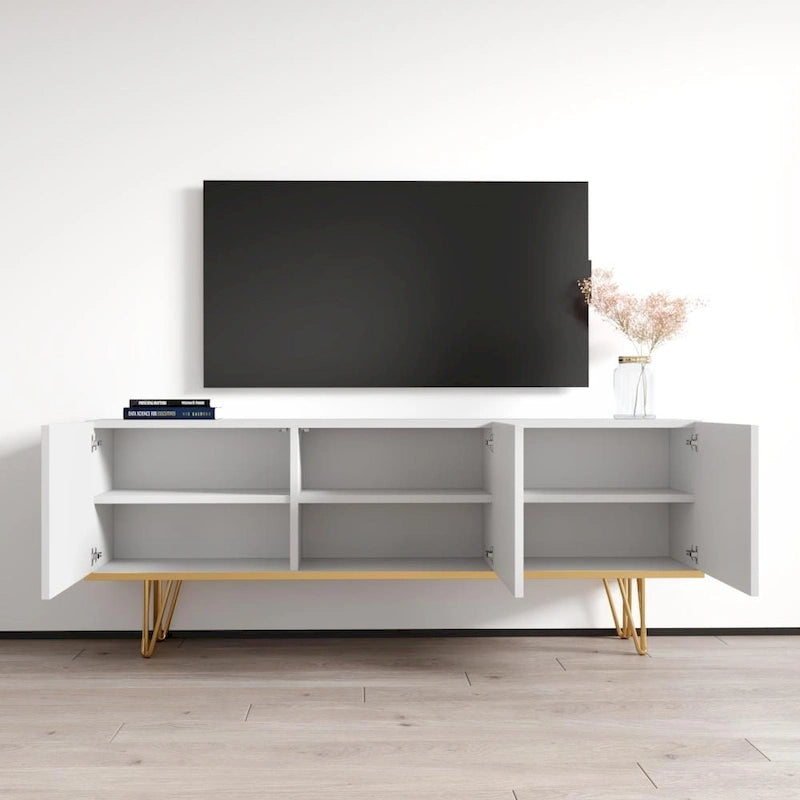 Modernes Sideboard mit Hochglanzfront und mattem Korpus - 63W x 13.7D x 24.4H, europäisches Design