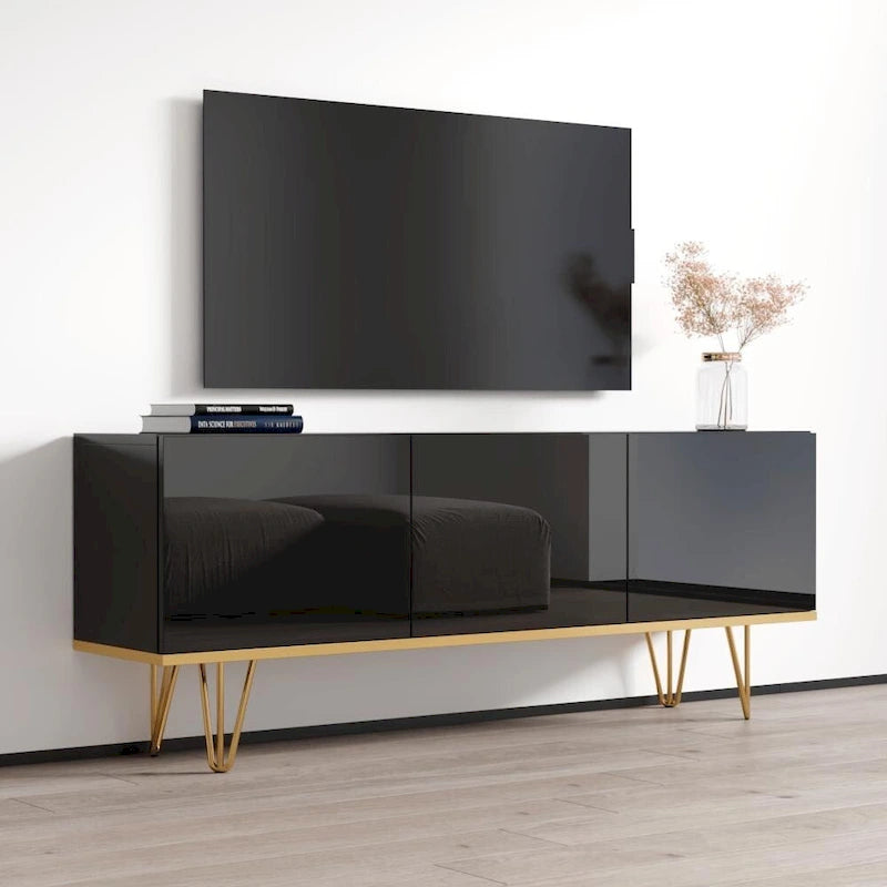 Modernes Sideboard mit Hochglanzfront und mattem Korpus - 63W x 13.7D x 24.4H, europäisches Design