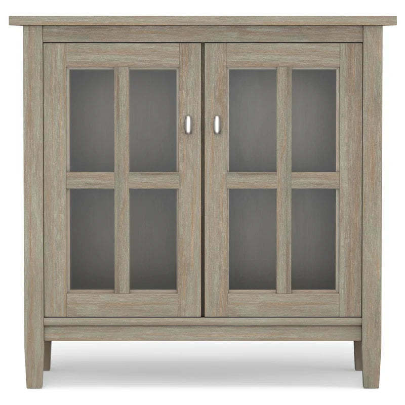 Niedriger Aufbewahrungsschrank aus Massivholz mit Glastüren - 32W x 14D x 31H