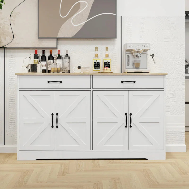 Grand buffet de style maison de campagne avec rangement, 55.91