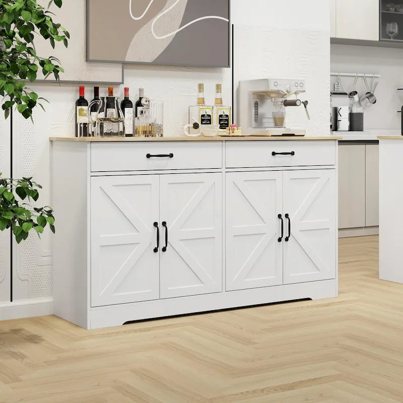 Grand buffet de style maison de campagne avec rangement, 55.91