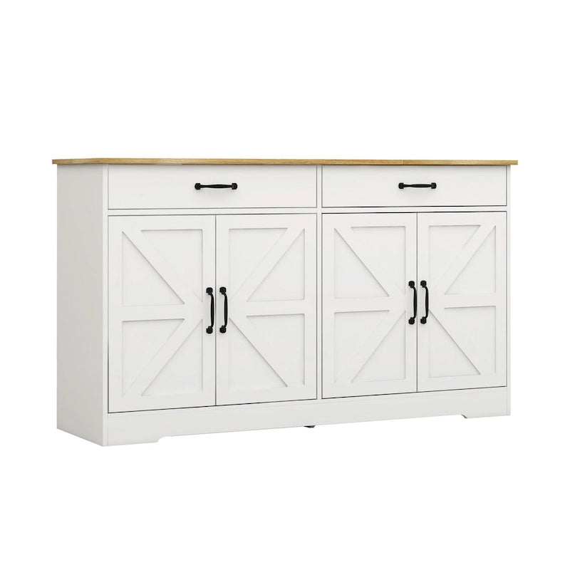 Grand buffet de style maison de campagne avec rangement, 55.91