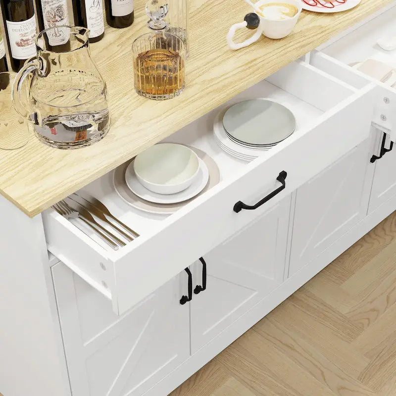 Grand buffet de style maison de campagne avec rangement, 55.91