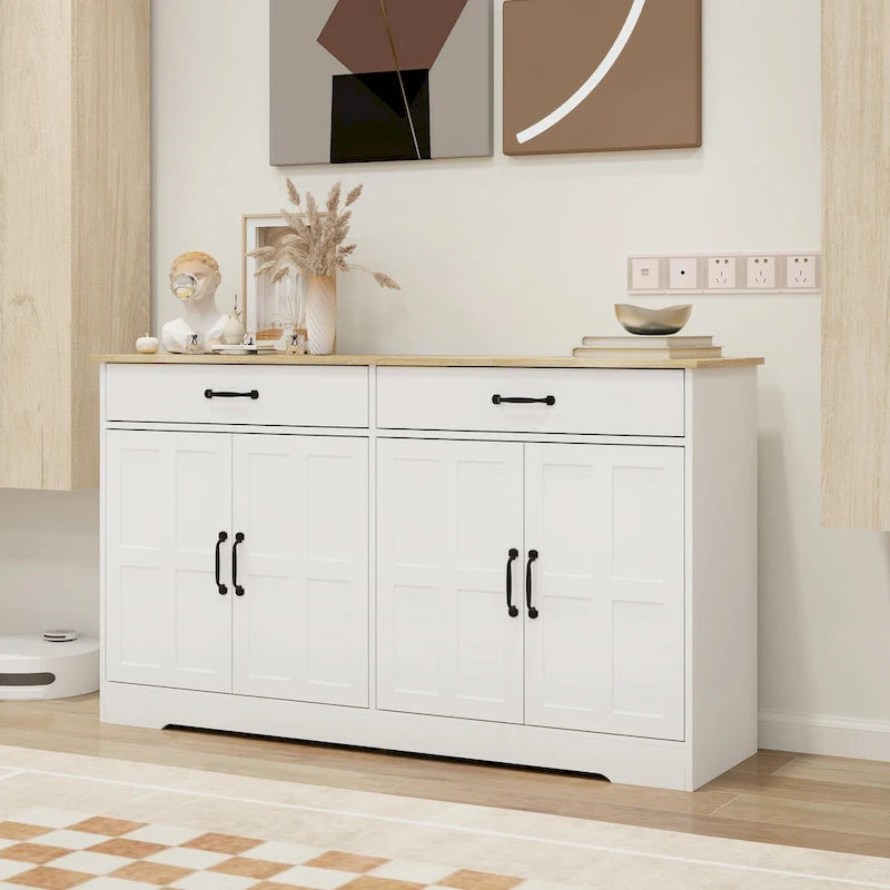 Grand buffet de style maison de campagne avec rangement, 55.91