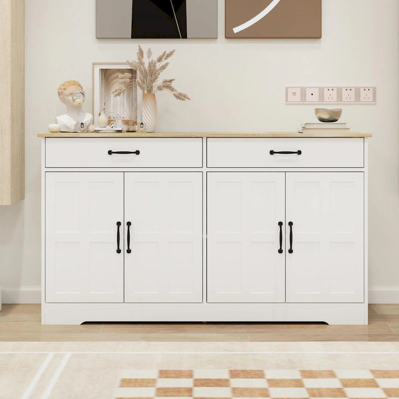 Grand buffet de style maison de campagne avec rangement, 55.91