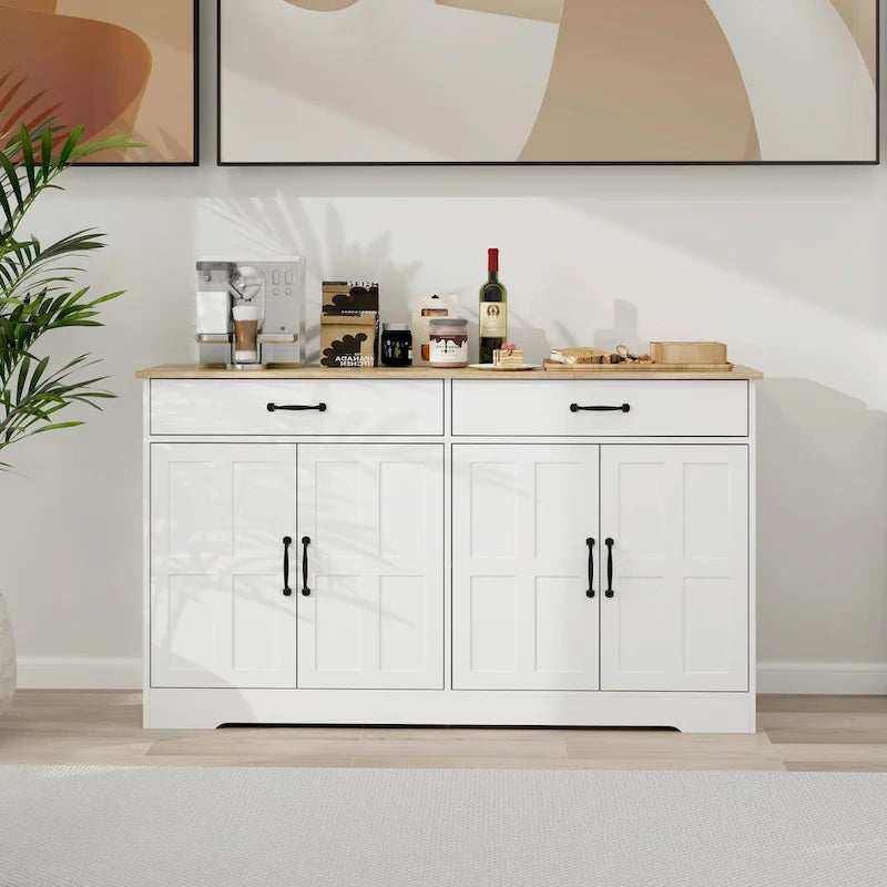 Grand buffet de style maison de campagne avec rangement, 55.91