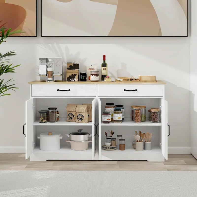 Grand buffet de style maison de campagne avec rangement, 55.91