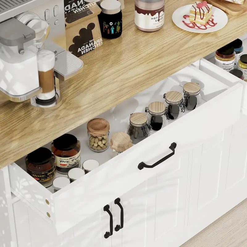 Grand buffet de style maison de campagne avec rangement, 55.91