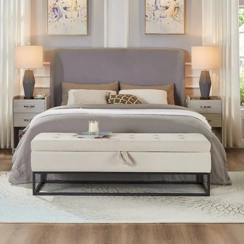 58.6 Bed Bench Metal Base with Storage