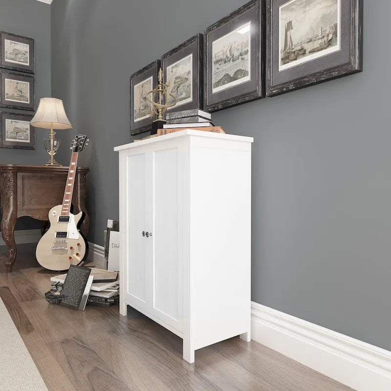 Mobiletto contenitore da pavimento per bagno in legno con 2 ripiani regolabili
