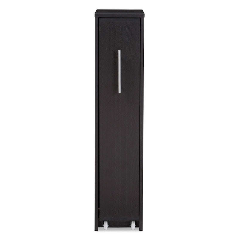 Dark Espresso Rolling Bookcase with Pull-Out Shelves - 4 Shelves, Castors