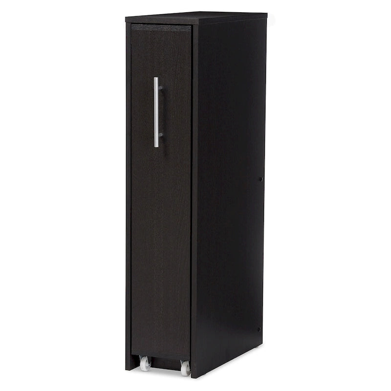Librería móvil color espresso oscuro con estantes extraíbles - 4 estantes, ruedas
