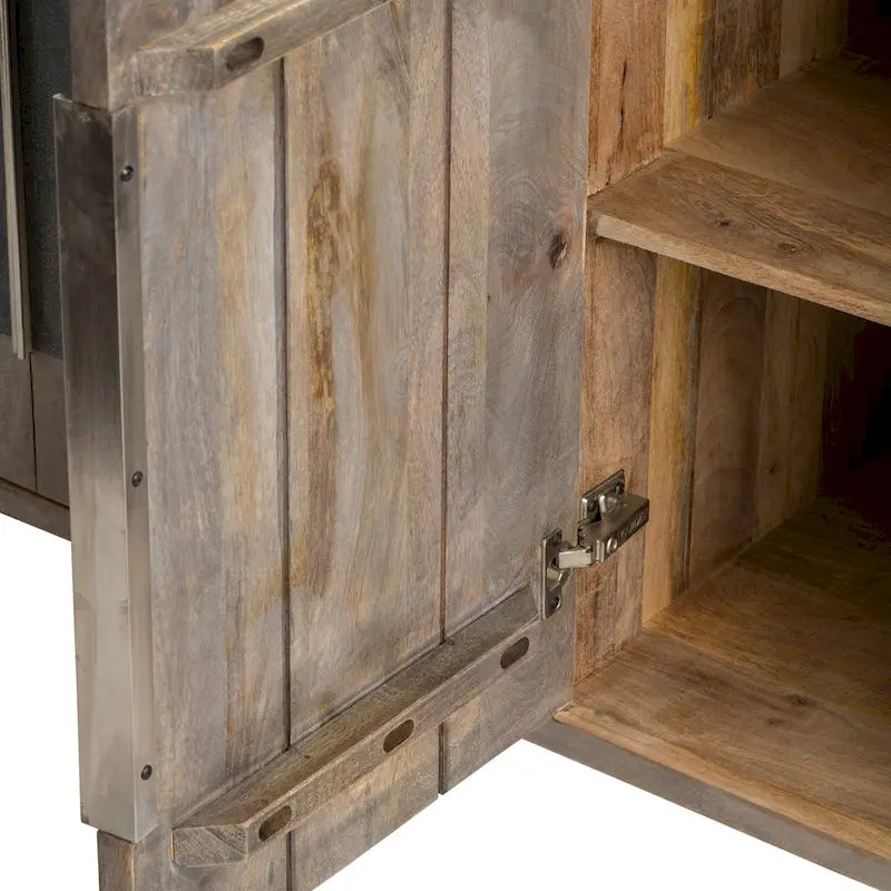 Viertüriges zweifarbiges Wohnzimmer-Buffet aus Mangoholz, Barschrank für die Kaffeestation - 70B x 18T x 33.5H