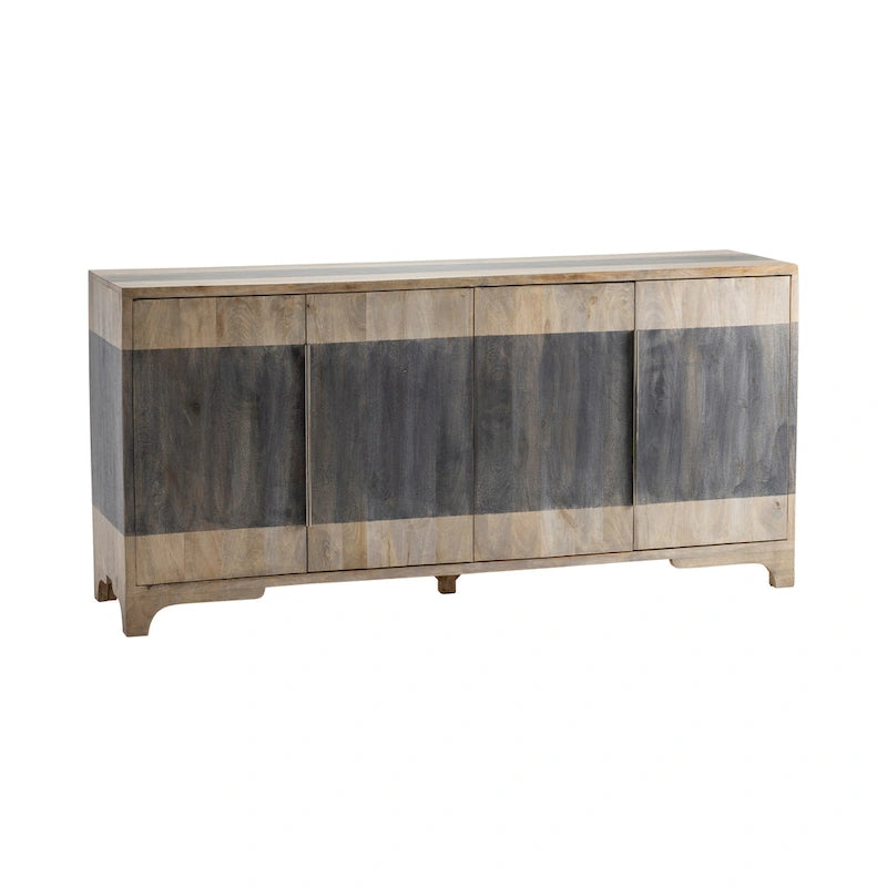 Viertüriges zweifarbiges Wohnzimmer-Buffet aus Mangoholz, Barschrank für die Kaffeestation - 70B x 18T x 33.5H