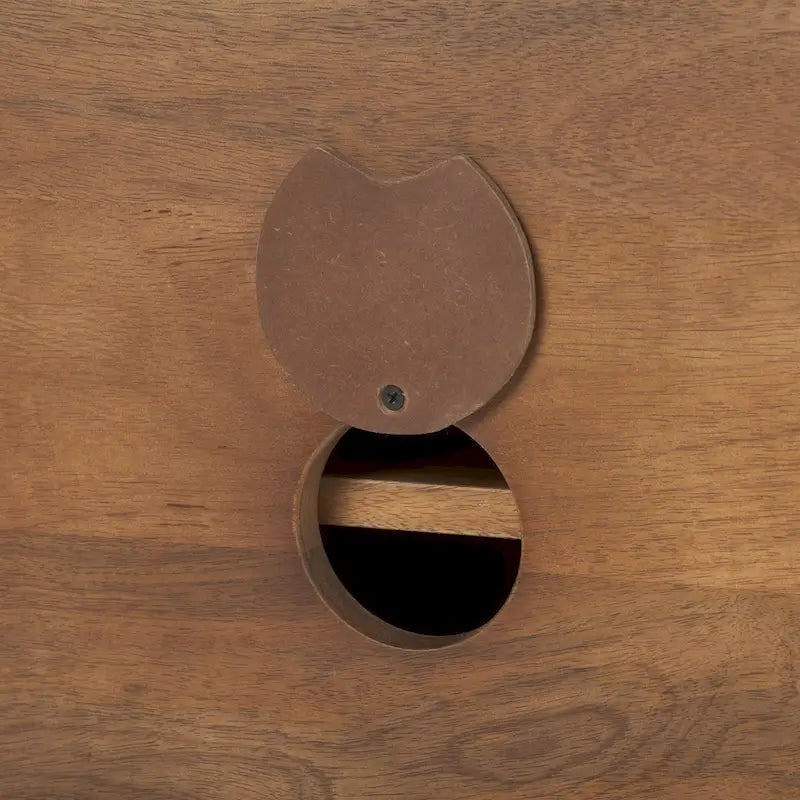 Akzentschrank aus Massivholz mit schwarzem Eisenrahmen und 2 Türen - Mittelbraun