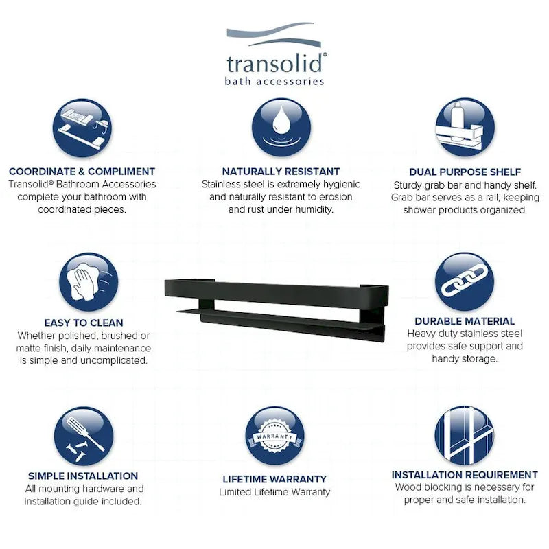 20-Inch Grab Bar Shelf for Bathroom - Safety Support with Storage, 20x4x3
